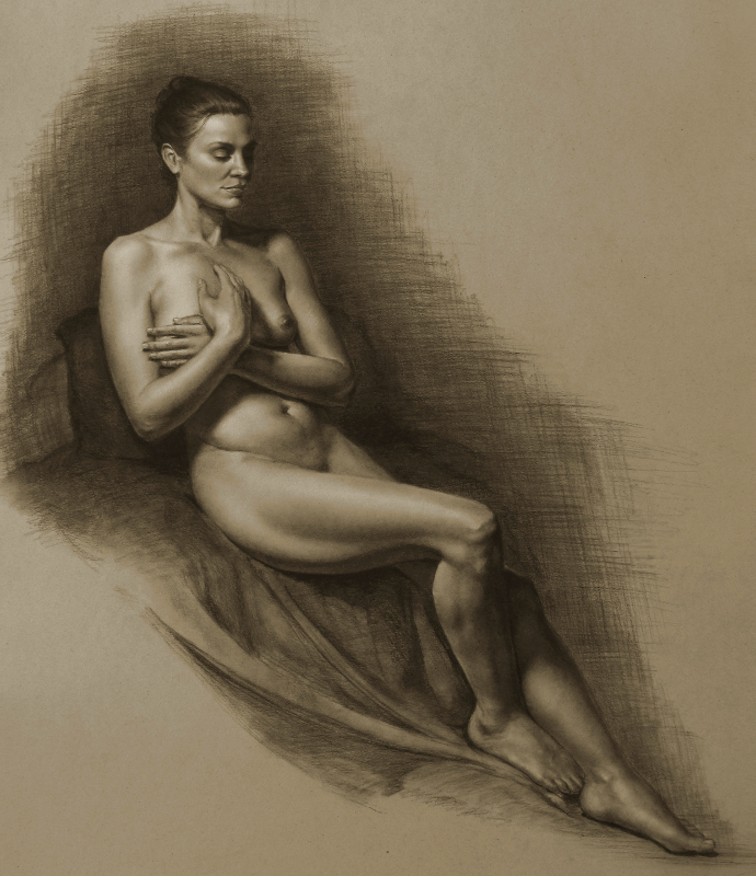 Introverted, Pastel drawing