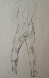 Male Nude Standing block-in