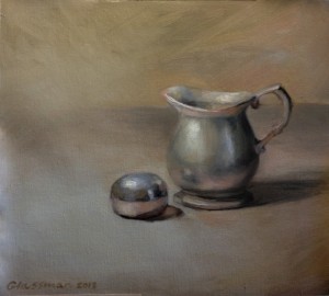 Silvery Objects study in oil, Nov 2012