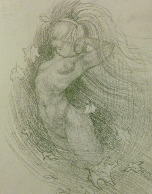 'Autumn Leaves', Graphite Drawing by Ifat Glassman cropped