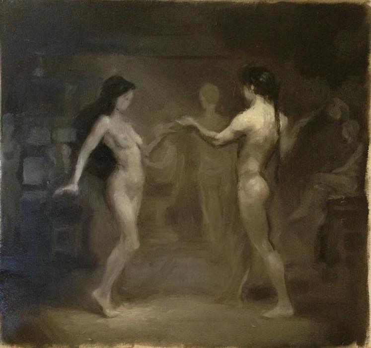 Figurative Art, Oil painting of a man and a woman